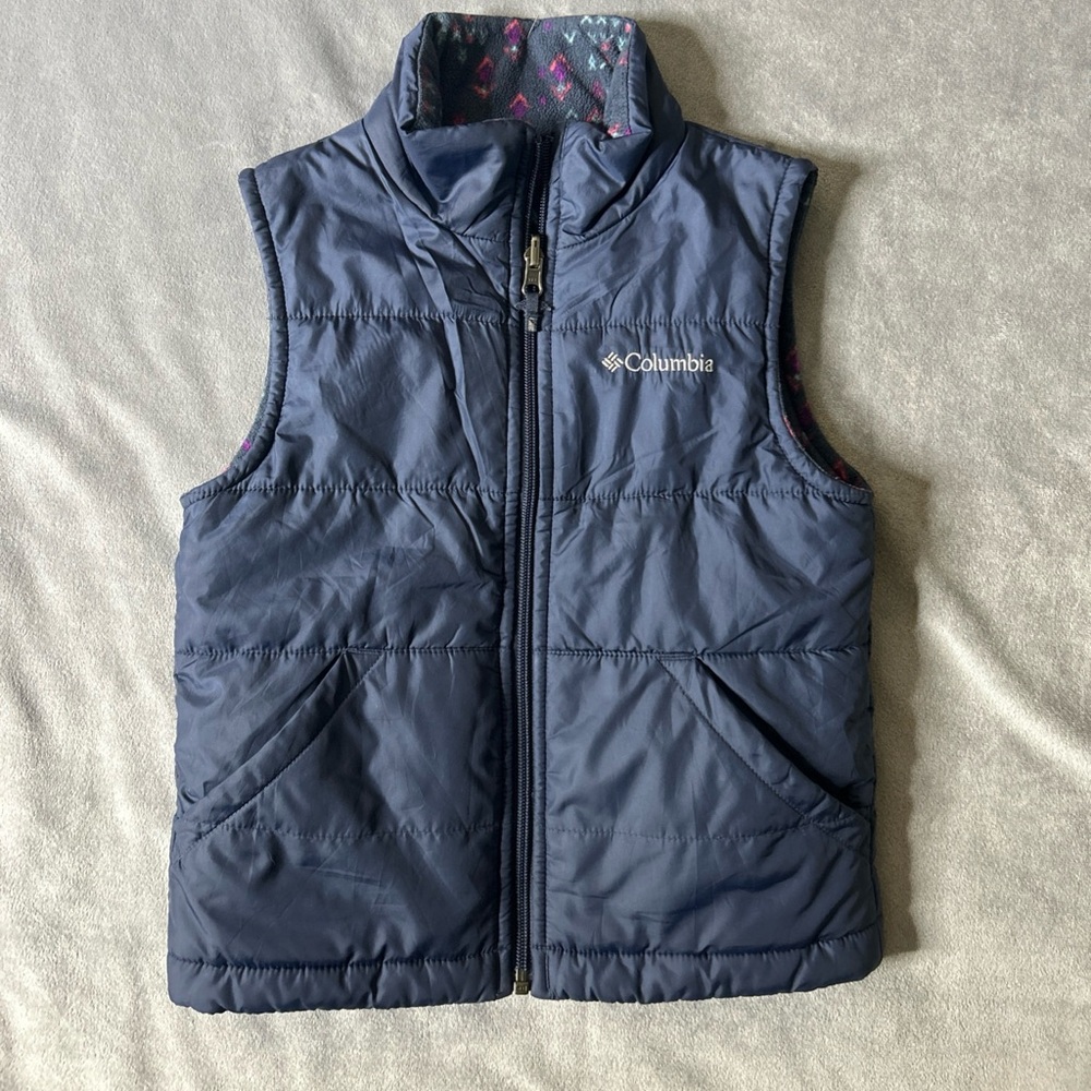 columbia reversible vest Kid Xs 6-7 Navy /multicolored